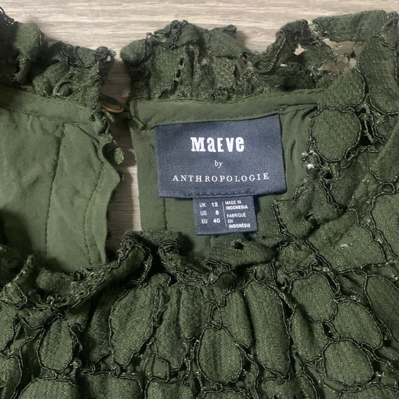 Maeve by Anthropologie Angelica lace top in dark olive green size 8 - Picture 3 of 4